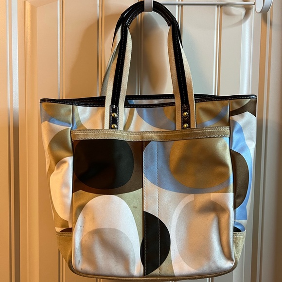 Coach Hamptons Scarf Print Tote Blue/Multicolor No 10115 - Used - Picture 1 of 15